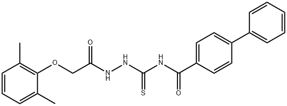 N-({2-[(2,6-dimethylphenoxy)acetyl]hydrazino}carbonothioyl)-4-biphenylcarboxamide Struktur