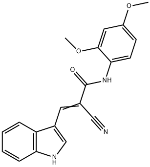 (E)-2-cyano-N-(2,4-dimethoxyphenyl)-3-(1H-indol-3-yl)prop-2-enamide Struktur