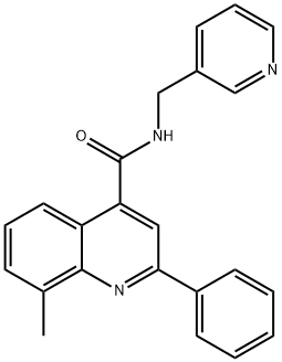 8-methyl-2-phenyl-N-(pyridin-3-ylmethyl)quinoline-4-carboxamide Struktur