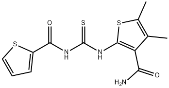 N-({[3-(aminocarbonyl)-4,5-dimethyl-2-thienyl]amino}carbonothioyl)-2-thiophenecarboxamide Struktur