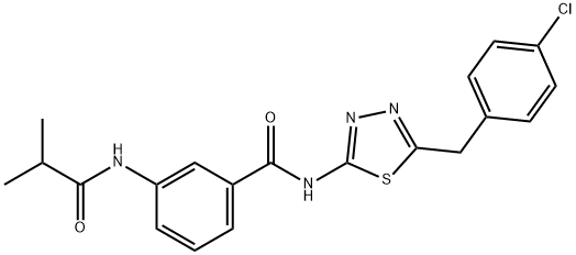 N-[5-(4-chlorobenzyl)-1,3,4-thiadiazol-2-yl]-3-[(2-methylpropanoyl)amino]benzamide Struktur