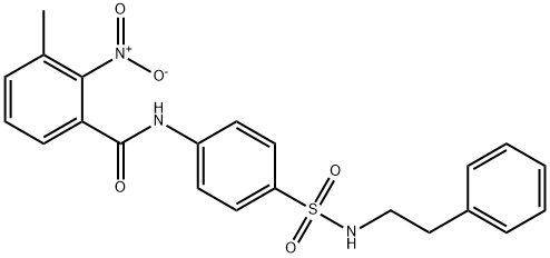 3-methyl-2-nitro-N-[4-(2-phenylethylsulfamoyl)phenyl]benzamide Struktur