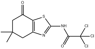 2,2,2-trichloro-N-(5,5-dimethyl-7-oxo-4,6-dihydro-1,3-benzothiazol-2-yl)acetamide Struktur