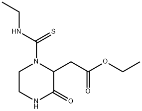 ethyl {1-[(ethylamino)carbonothioyl]-3-oxo-2-piperazinyl}acetate Struktur