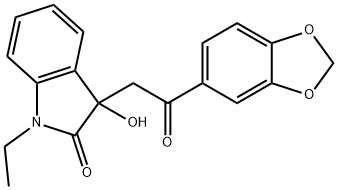 3-[2-(1,3-benzodioxol-5-yl)-2-oxoethyl]-1-ethyl-3-hydroxy-1,3-dihydro-2H-indol-2-one Struktur