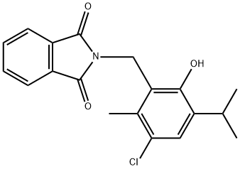 2-[(5-chloro-2-hydroxy-6-methyl-3-propan-2-ylphenyl)methyl]isoindole-1,3-dione Struktur