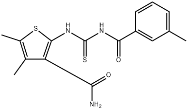 4,5-dimethyl-2-({[(3-methylbenzoyl)amino]carbonothioyl}amino)-3-thiophenecarboxamide Struktur