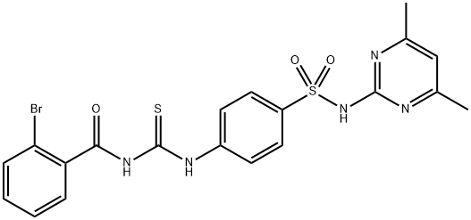 2-bromo-N-{[(4-{[(4,6-dimethyl-2-pyrimidinyl)amino]sulfonyl}phenyl)amino]carbonothioyl}benzamide Struktur