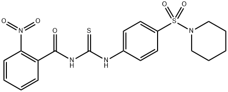 2-nitro-N-({[4-(1-piperidinylsulfonyl)phenyl]amino}carbonothioyl)benzamide Struktur