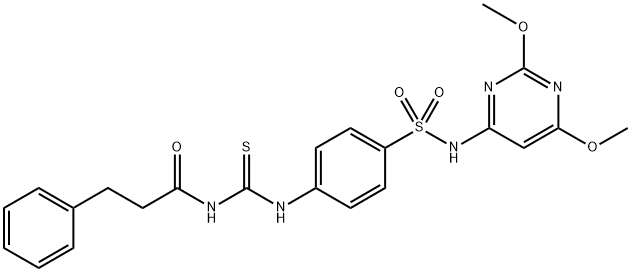 N-{[(4-{[(2,6-dimethoxy-4-pyrimidinyl)amino]sulfonyl}phenyl)amino]carbonothioyl}-3-phenylpropanamide Struktur