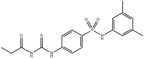 N-{[(4-{[(3,5-dimethylphenyl)amino]sulfonyl}phenyl)amino]carbonothioyl}propanamide Struktur