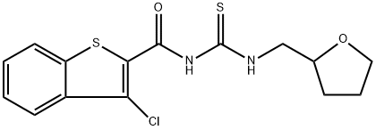 3-chloro-N-{[(tetrahydro-2-furanylmethyl)amino]carbonothioyl}-1-benzothiophene-2-carboxamide Struktur