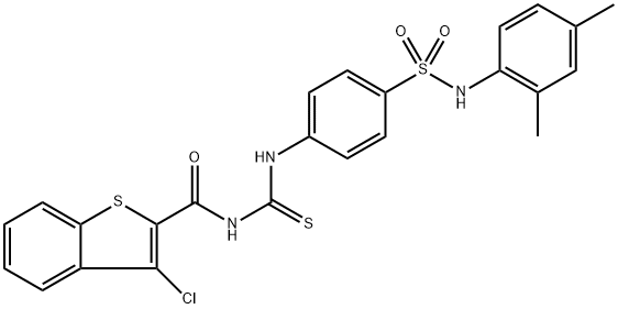 3-chloro-N-{[(4-{[(2,4-dimethylphenyl)amino]sulfonyl}phenyl)amino]carbonothioyl}-1-benzothiophene-2-carboxamide Struktur