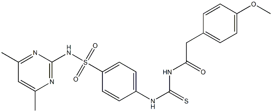 N-{[(4-{[(4,6-dimethyl-2-pyrimidinyl)amino]sulfonyl}phenyl)amino]carbonothioyl}-2-(4-methoxyphenyl)acetamide Struktur