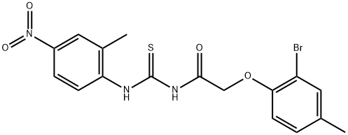 2-(2-bromo-4-methylphenoxy)-N-{[(2-methyl-4-nitrophenyl)amino]carbonothioyl}acetamide Struktur