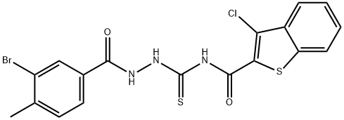 N-{[2-(3-bromo-4-methylbenzoyl)hydrazino]carbonothioyl}-3-chloro-1-benzothiophene-2-carboxamide Struktur