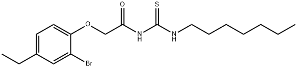 2-(2-bromo-4-ethylphenoxy)-N-[(heptylamino)carbonothioyl]acetamide Struktur