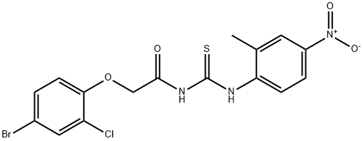 2-(4-bromo-2-chlorophenoxy)-N-{[(2-methyl-4-nitrophenyl)amino]carbonothioyl}acetamide Struktur