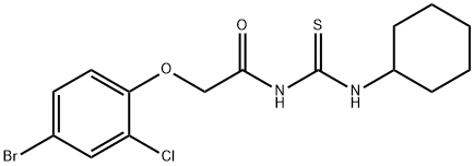 2-(4-bromo-2-chlorophenoxy)-N-[(cyclohexylamino)carbonothioyl]acetamide Struktur