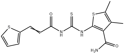 4,5-dimethyl-2-[({[3-(2-thienyl)acryloyl]amino}carbonothioyl)amino]-3-thiophenecarboxamide Struktur