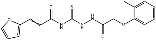 (E)-3-(furan-2-yl)-N-[[[2-(2-methylphenoxy)acetyl]amino]carbamothioyl]prop-2-enamide Struktur