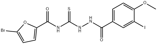 5-bromo-N-{[2-(3-iodo-4-methoxybenzoyl)hydrazino]carbonothioyl}-2-furamide Struktur