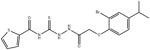 N-[[[2-(2-bromo-4-propan-2-ylphenoxy)acetyl]amino]carbamothioyl]thiophene-2-carboxamide Struktur