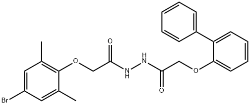 2-(2-biphenylyloxy)-N'-[(4-bromo-2,6-dimethylphenoxy)acetyl]acetohydrazide Struktur