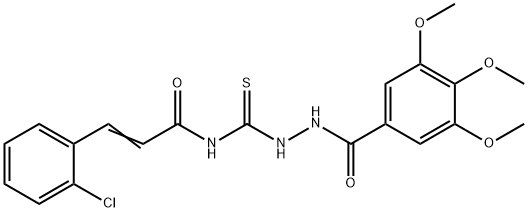 3-(2-chlorophenyl)-N-{[2-(3,4,5-trimethoxybenzoyl)hydrazino]carbonothioyl}acrylamide Struktur