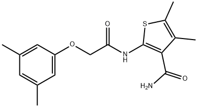 2-[[2-(3,5-dimethylphenoxy)acetyl]amino]-4,5-dimethylthiophene-3-carboxamide Struktur