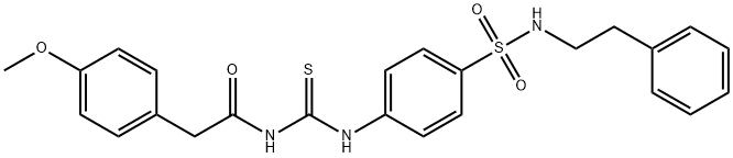 2-(4-methoxyphenyl)-N-{[(4-{[(2-phenylethyl)amino]sulfonyl}phenyl)amino]carbonothioyl}acetamide Struktur