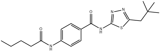 N-[5-(2,2-dimethylpropyl)-1,3,4-thiadiazol-2-yl]-4-(pentanoylamino)benzamide Struktur