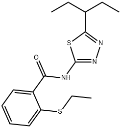 2-(ethylsulfanyl)-N-[5-(pentan-3-yl)-1,3,4-thiadiazol-2-yl]benzamide Struktur