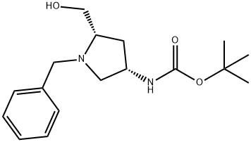 tert-butyl N-[(3S,5S)-1-benzyl-5-(hydroxymethyl)pyrrolidin-3-yl]carbamate Struktur