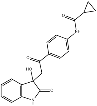 N-[4-[2-(3-hydroxy-2-oxo-1H-indol-3-yl)acetyl]phenyl]cyclopropanecarboxamide Struktur