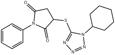 3-(1-cyclohexyltetrazol-5-yl)sulfanyl-1-phenylpyrrolidine-2,5-dione Struktur