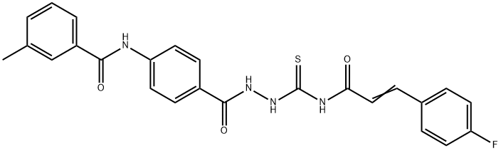 N-(4-{[2-({[3-(4-fluorophenyl)acryloyl]amino}carbonothioyl)hydrazino]carbonyl}phenyl)-3-methylbenzamide Struktur