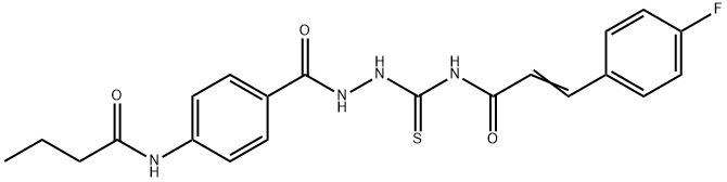 N-({2-[4-(butyrylamino)benzoyl]hydrazino}carbonothioyl)-3-(4-fluorophenyl)acrylamide Struktur