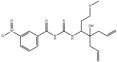 N-[({2-allyl-2-hydroxy-1-[2-(methylsulfanyl)ethyl]-4-penten-1-yl}amino)carbonothioyl]-3-nitrobenzamide Struktur