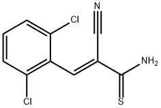 2-cyano-3-(2,6-dichlorophenyl)-2-propenethioamide Struktur