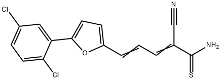 2-Cyano-5-[5-(2,5-dichloro-phenyl)-furan-2-yl]-penta-2,4-dienethioic acid amide Struktur