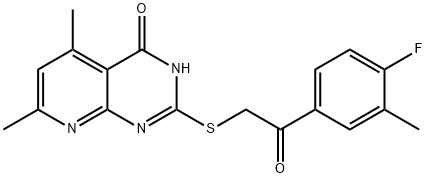 1-(4-fluoro-3-methylphenyl)-2-((4-hydroxy-5,7-dimethylpyrido[2,3-d]pyrimidin-2-yl)thio)ethan-1-one Struktur