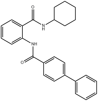 N-{2-[(cyclohexylamino)carbonyl]phenyl}-4-biphenylcarboxamide Struktur