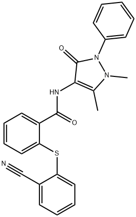 2-(2-Cyano-phenylsulfanyl)-N-(1,5-dimethyl-3-oxo-2-phenyl-2,3-dihydro-1H-pyrazol-4-yl)-benzamide Struktur