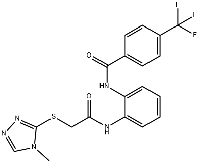 N-[2-({[(4-methyl-4H-1,2,4-triazol-3-yl)sulfanyl]acetyl}amino)phenyl]-4-(trifluoromethyl)benzamide Struktur