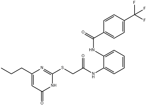 N-[2-({[(4-hydroxy-6-propylpyrimidin-2-yl)sulfanyl]acetyl}amino)phenyl]-4-(trifluoromethyl)benzamide Struktur