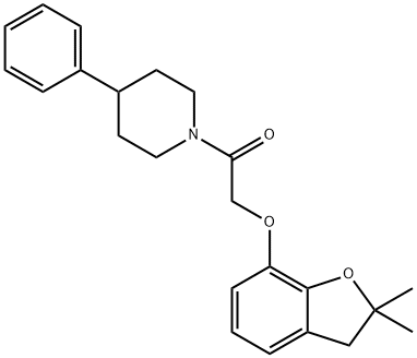 2-[(2,2-dimethyl-2,3-dihydro-1-benzofuran-7-yl)oxy]-1-(4-phenylpiperidin-1-yl)ethanone Struktur