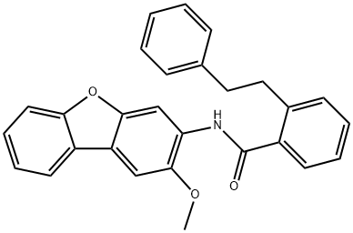 N-(2-methoxydibenzo[b,d]furan-3-yl)-2-(2-phenylethyl)benzamide Struktur