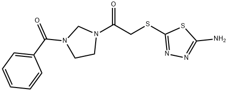 2-[(5-amino-1,3,4-thiadiazol-2-yl)sulfanyl]-1-[3-(phenylcarbonyl)imidazolidin-1-yl]ethanone Struktur