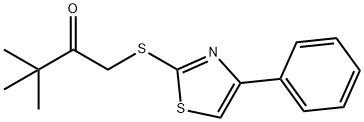 3,3-dimethyl-1-[(4-phenyl-1,3-thiazol-2-yl)sulfanyl]butan-2-one Struktur